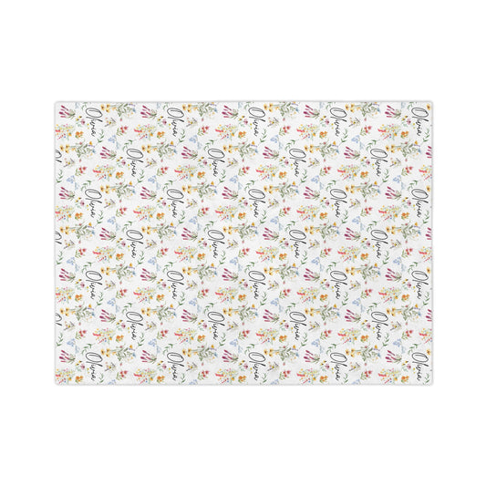 Personalized Floral Microfiber Blanket, Custom Cozy Throw