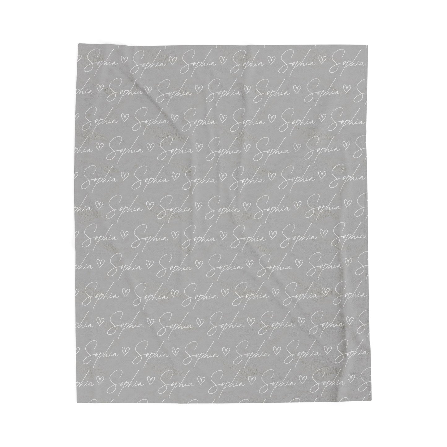 Personalized Gray / Heart Microfiber Blanket, Custom Cozy Throw