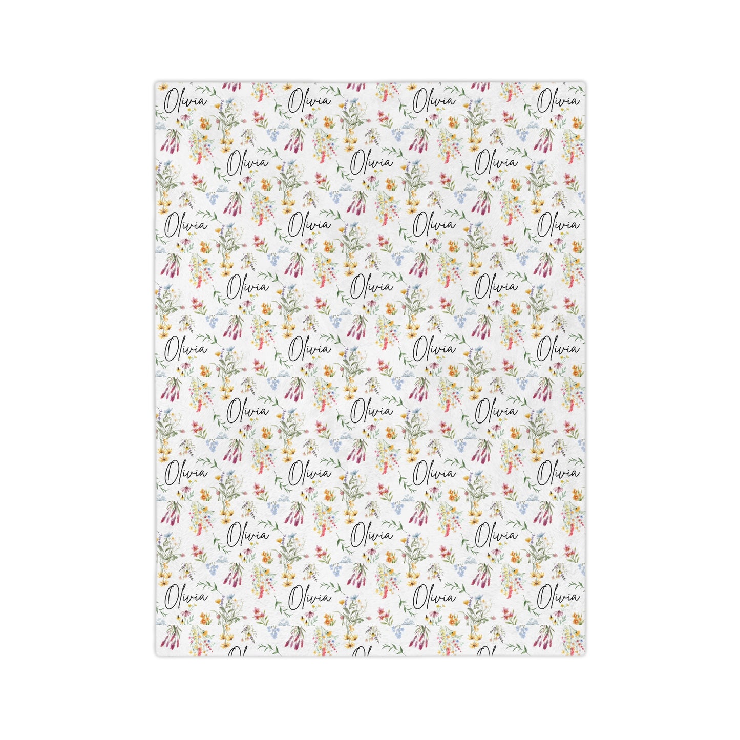 Personalized Floral Microfiber Blanket, Custom Cozy Throw