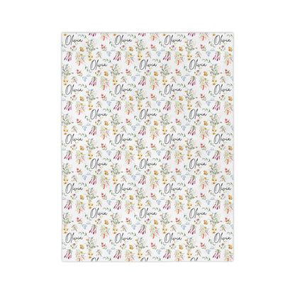 Personalized Floral Microfiber Blanket, Custom Cozy Throw