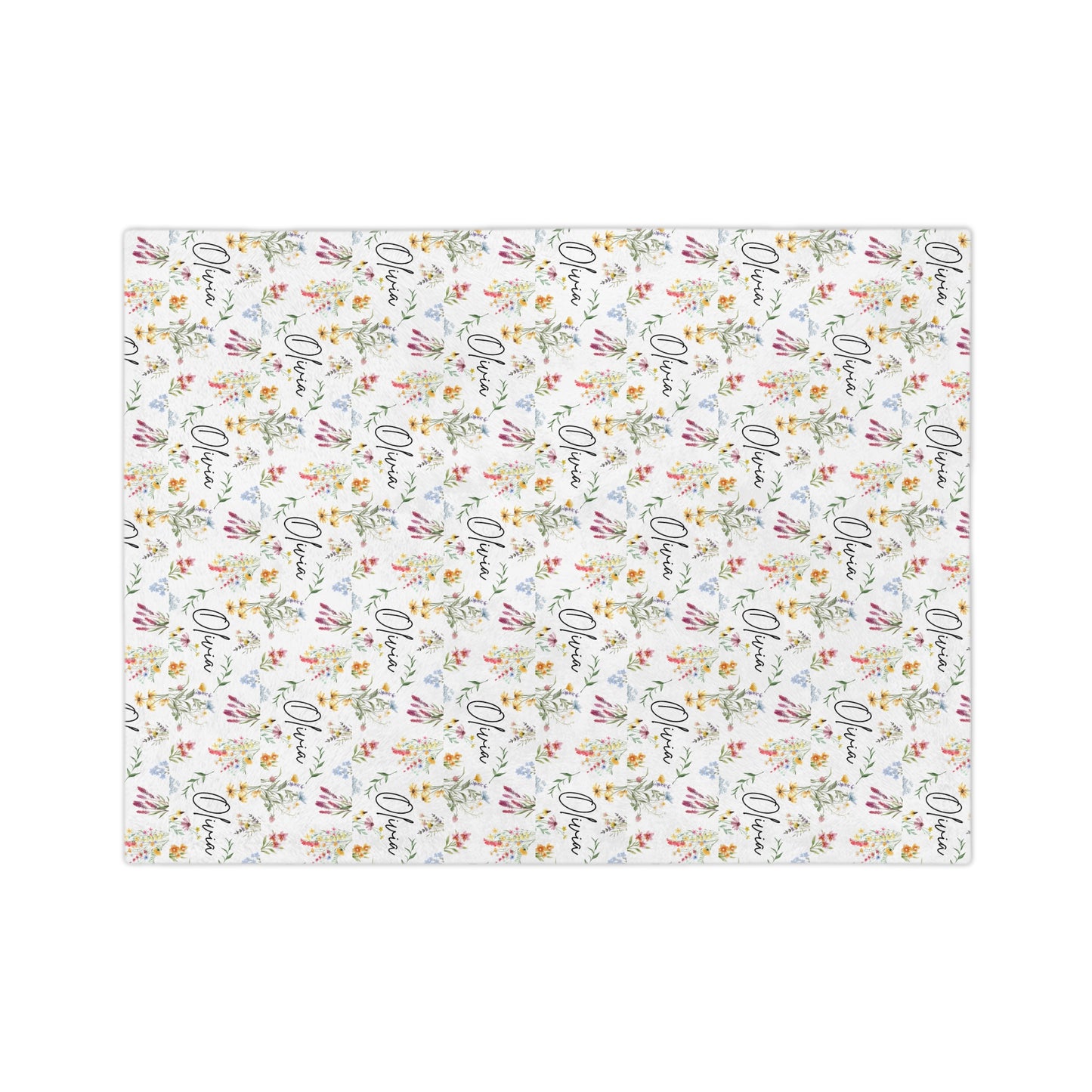 Personalized Floral Microfiber Blanket, Custom Cozy Throw