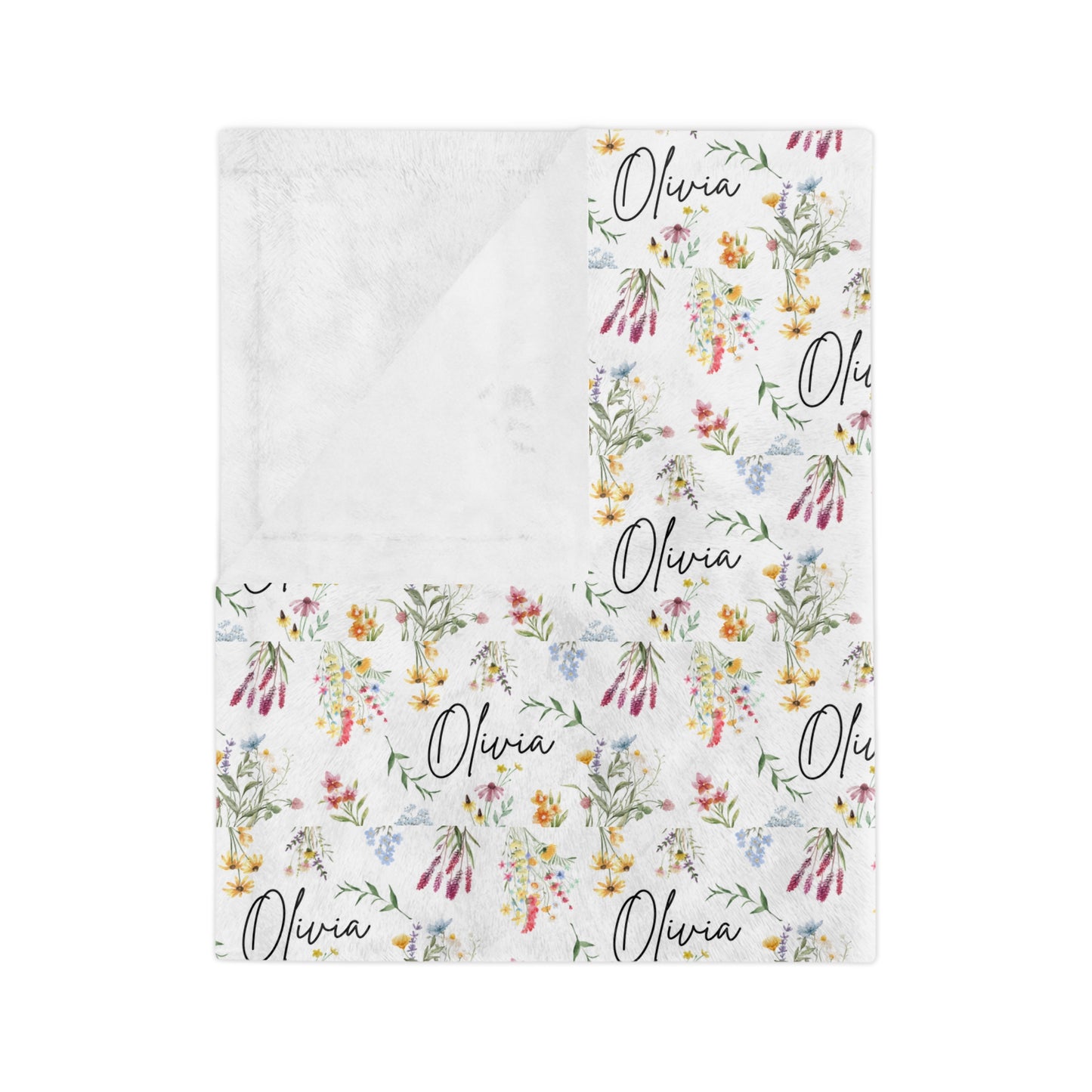 Personalized Floral Microfiber Blanket, Custom Cozy Throw