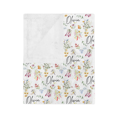 Personalized Floral Microfiber Blanket, Custom Cozy Throw